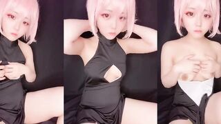Cute white tiger beauty masturbation
