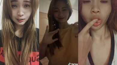 巨乳騷貨手指放嘴裡玩