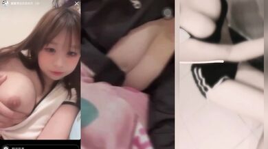 Big tits girl grabs breasts & moans