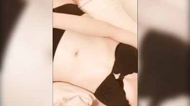 Japanese girl masturbates and pees in her panties