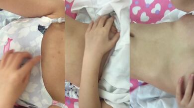 Big tits girl is horny and masturbates