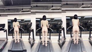 Thin breasts beauty gym nude photo shoot