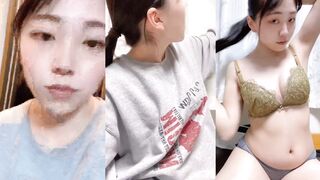 Self-filmed girl stripping and masturbating
