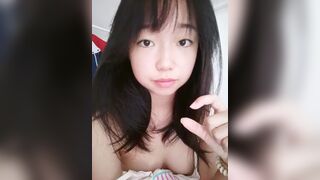 Slightly chubby girl practicing handjob