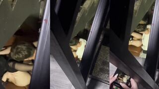 Secretly filming a young couple having sex at the stairwell