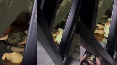 樓梯口抓包小情侶做愛