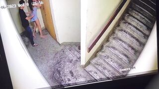 Singapore young couple fucking at the staircase entrance