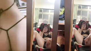 Orgasm in front of the mirror