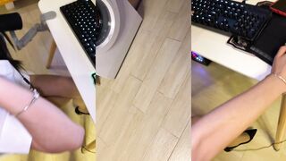 Girl Playing Computer Asked for Oral Sex