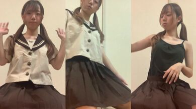 ツインテールの妹が制服を脫ぎ、自慰して絶頂に達する