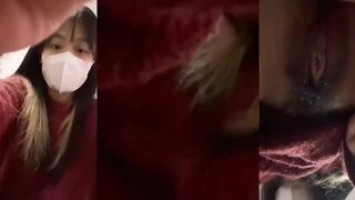 Mask girl selfie tender pussy