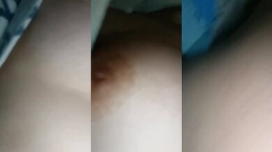 The thin-breasted beauty spreads her pussy and takes a close-up shot