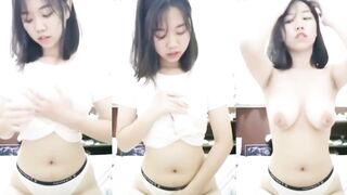 Tender skin big tits masturbation
