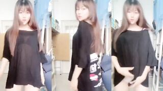 Dormitory schoolgirl strips and bites her underwear