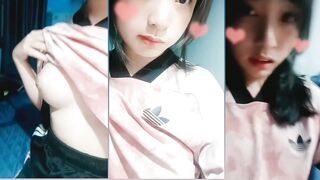 The thin breast beauty spreads her tender pussy and takes a close look 2