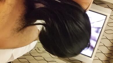 High school girl takes the initiative to help the boy's slightly soft cock to make it hard again