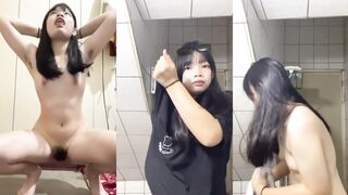 Schoolgirl selfie with high slits