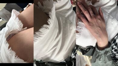 (熱褲CD)格子衫白色熱褲美眉在地鐵上被抄底内内