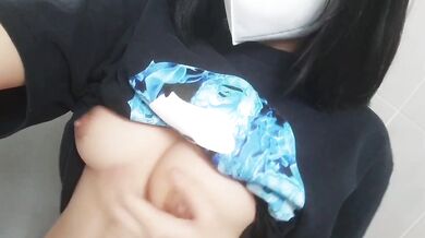 1* year old girl rubs her breasts in the school toilet and takes a selfie for her boyfriend