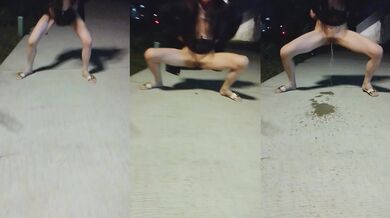 貧乳母狗露出尿尿