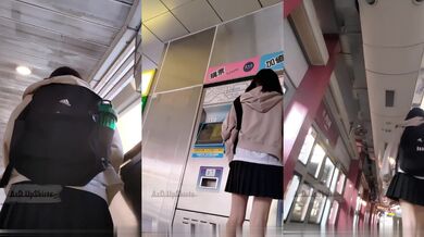 輕軌站一路跟蹤抄底不穿内褲的短裙小姐姐 幹淨粉嫩的美鮑魚