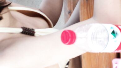 High-definition breast collection - swimming pool yellow bikini girl pink nipples