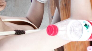 High-definition breast collection - swimming pool yellow bikini girl pink nipples