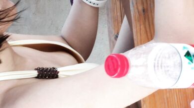 High-definition breast collection - swimming pool yellow bikini girl pink nipples