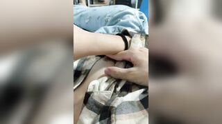 Pure girl gives her boyfriend a blowjob, her nipples are so cute