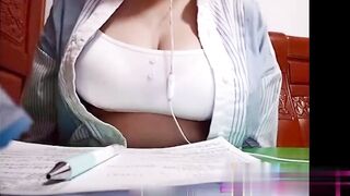 High School Student Can't Resist While Doing Homework