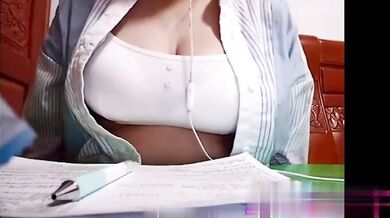 High School Student Can't Resist While Doing Homework