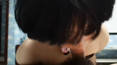 Woman with Watermelon Bun Gives Oral Sex