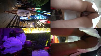 炸裂，夜市跟拍抄底白色連衣裙美女小姐姐，表裡不一居然真空逛街，鮑魚簡直太肥了