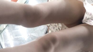 Bargain Hunter at Expo Snags Floral Dress and Glasses on Slim Beauty with a Surprising Twist: No Underwear and a Bushy Surprise