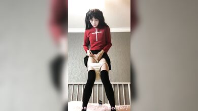 ⚫️⚫️Nữ thần otaku và người nổi tiếng trên Internet mới nhất, cô gái xinh đẹp nhất COSER {Tohsaka Rin}, trong gương phản chiếu dương vật giả và máy rung đang thủ dâm, cảnh tượng cực kỳ ngây ngất