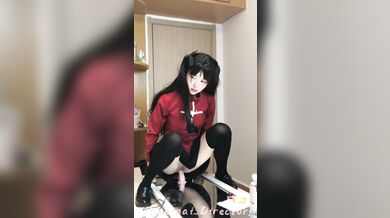 ⚫️⚫️Nữ thần otaku và người nổi tiếng trên Internet mới nhất, cô gái xinh đẹp nhất COSER {Tohsaka Rin}, trong gương phản chiếu dương vật giả và máy rung đang thủ dâm, cảnh tượng cực kỳ ngây ngất