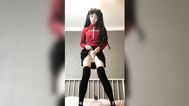 ⚫️⚫️Nữ thần otaku và người nổi tiếng trên Internet mới nhất, cô gái xinh đẹp nhất COSER {Tohsaka Rin}, trong gương phản chiếu dương vật giả và máy rung đang thủ dâm, cảnh tượng cực kỳ ngây ngất