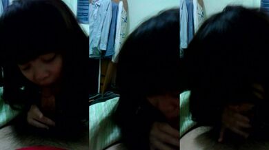 かわいい大きな目の女子高生のフェラ