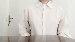 Big breasts and rabbit teeth sister pinching and kneading breasts