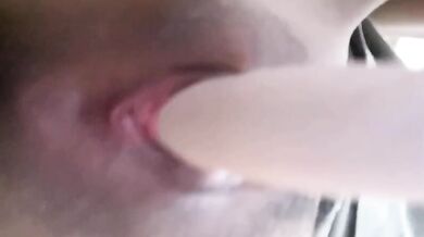 Milk girl rubs breast and masturbates with vibrator