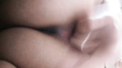 Milk girl rubs breast and masturbates with vibrator