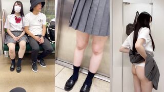 Cute Dark-Haired High School Girl Gets Intimate with Older Boyfriend on Train