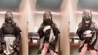 Cute Japanese Schoolgirl Forced to Masturbate in Bathroom by Boyfriend