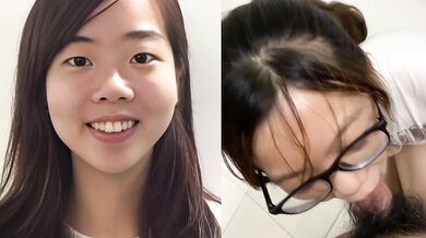 Cute Girl with Glasses Gives a Blowjob