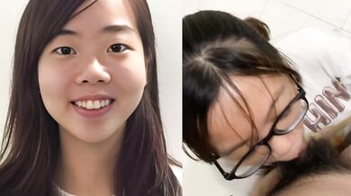 Cute Girl with Glasses Gives a Blowjob