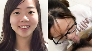 Cute Girl with Glasses Gives a Blowjob