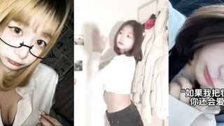 Short-haired girl with wide-set cleavage flaunts in selfie