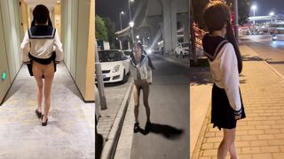 Hanhan's Late Night Street Tease Part 2: 4K Lingerie Cosplay