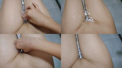 白虎の妹が水浴びで遊び穴に水を注ぐ