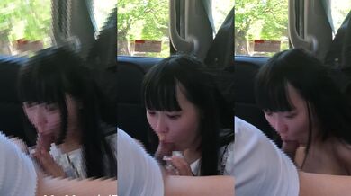 色白すっきり系ぴえん女子の車内フェラ2